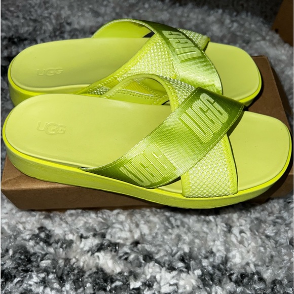 UGG Womens Emily Mesh Lime Green Sandals size 6M - Picture 2 of 6